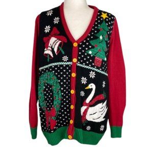 Ugly Christmas Sweater Red and Green Cardigan